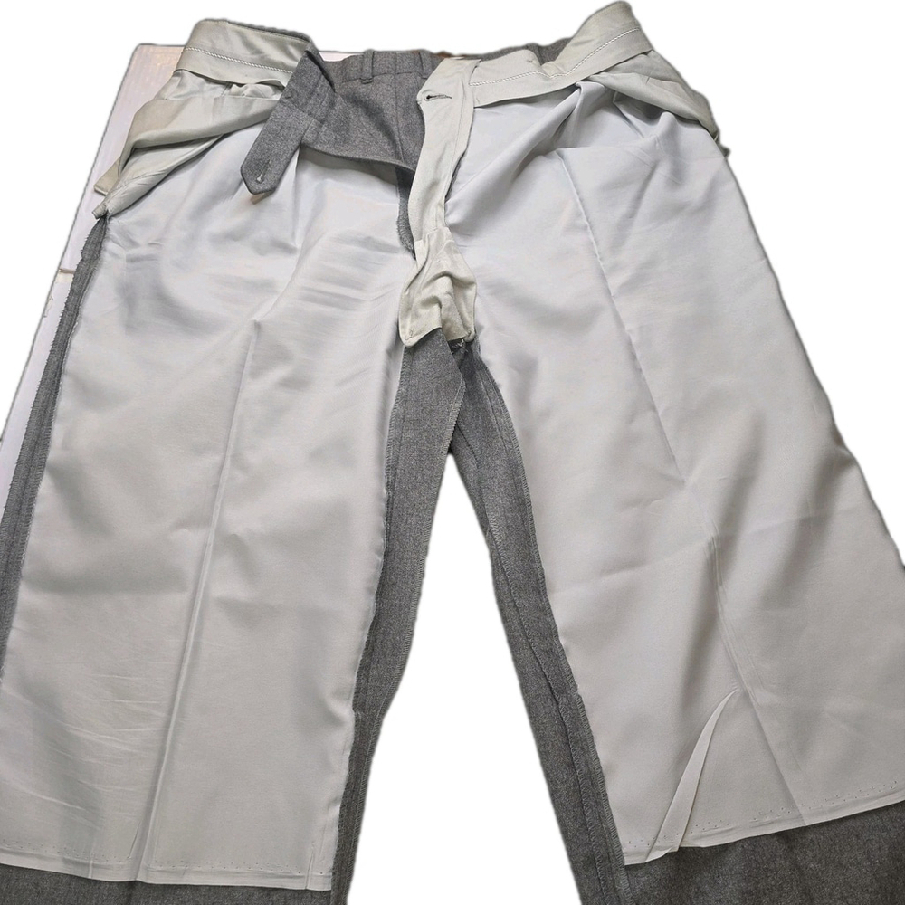 Mens Pure Virgin Wool Dress Pants Gray Pleated Cuffed Slacks 38 Made Canada - Picture 8 of 9